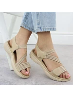 Dámské sandály na platformě pohodlné béžové Unisoft 8875