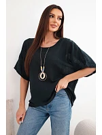 Dámská bavlněná oversize halenka s krátkým rukávem černá