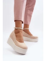 Dámské espadrilky na klínové podrážce světle béžové Malla