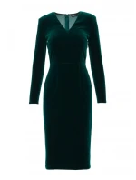 M889 Sametové šaty na tělo - zelené