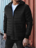 Pánská přechodná prošívaná bunda s kapucí černá FashionStreet TX4937