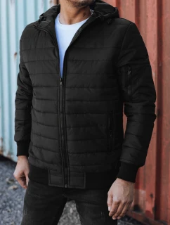 Pánská přechodná prošívaná bunda s kapucí černá FashionStreet TX4937