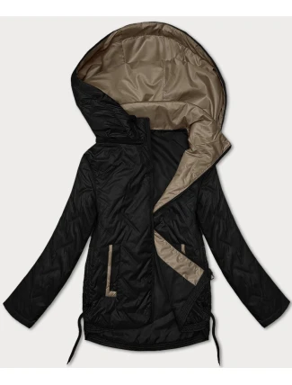 Lekko ocieplana krótka kurtka damska z kapturem Goodlookin czarna (B8595-1)