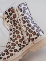 Ošetřené dětské boty na zip Bežovo-hnědé Dolida