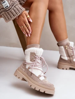 Boty S Kožíškem Typu Beránek Béžové Merilana