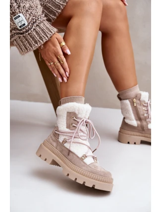 Boty S Kožíškem Typu Beránek Béžové Merilana