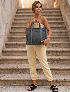 Kabelka na zip typu shopper Big Star RR574072 grafitová