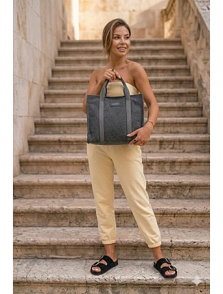 Kabelka na zip typu shopper Big Star RR574072 grafitová