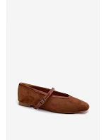Baleríny s páskem Eko semiš Camel Felora