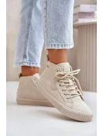 Dámské zateplené manšestrové tenisky Big Star Hi-Poly System - béžové