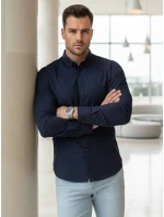 Pánská tmavě modrá vzorovaná košile slim fit FashionStreet DX2692