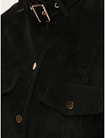 Dámská bunda z ekokůže s knoflíky černá FashionStreet TY5668