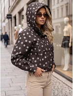 Dámská přechodová bunda s puntíky a kapucí, hnědá, FashionStreet TY6036 Dámská přechodová bunda s puntíky a kapucí, hnědá, FashionStreet TY6036
