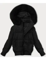 Černá krátká dámská zimní bunda se stahovacími lemy S'west (B8288-1)