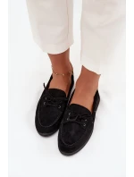 Polobotky Mokasyny Dámské Ploché S Šněrováním Černé Zalina