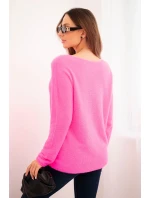 Dámský svetr z měkké pleteniny 35922 neonově růžový - Kesi