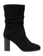 Luxusní dámské  kotníčkové boty černé na širokém podpatku