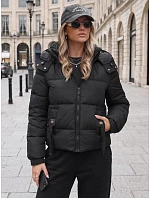 Dámská zimní prošívaná bunda s kapucí, černá, FashionStreet TY5747