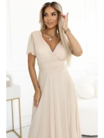 562-6 NASTIA Dlouhé šaty s výstřihem a krátkými rukávy - BEACH 562-6 NASTIA Dlouhé šaty s výstřihem a krátkými rukávy - BEACH