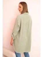 Bavlněná mušelínová košile oversize světlá khaki