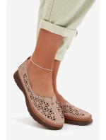 Dámské Ažurové Baleríny z Přírodní Kůže Sergio Leone SP-006 Růžové