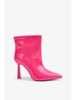 Lakované kotníkové boty na špičce nazouvací fuchsiové Seliri Lakované kotníkové boty na špičce nazouvací fuchsiové Seliri
