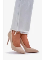 Klasické dámské lodičky na jehlovém podpatku z eko semiše Navinda – světle béžové