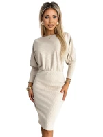 399-3 LARA Pruhované šaty s žebrovanými manžetami - BEACH