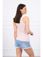 Žebrovaná halenka s blůzou pudrově růžová Žebrovaná halenka s blůzou pudrově růžová