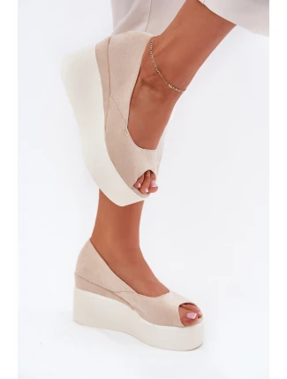 Dámské Sandály Na Klínu A Platformě Světle Béžové Felyra