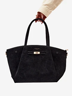 Shopper kabelka z imitace semiše Černá Nellia