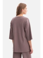 B301 Žebrovaný pletený top - kakao