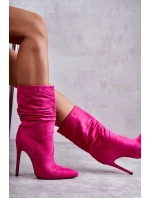 Dámské mačkané kozačky kozačky růžové Laguna