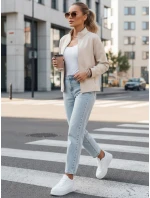 FashionStreet BY1561 dámská mikina na zip se stojáčkem béžová