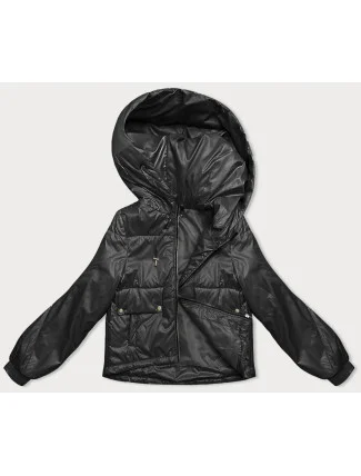 Krátká černá dámská bunda s kapucí (B8216-1) Krátká černá dámská bunda s kapucí (B8216-1)