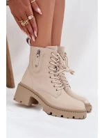 Kožené dámské kotníkové boty na klínu vyhřívané Vinceza 86418 béžové Kožené dámské kotníkové boty na klínu vyhřívané Vinceza 86418 béžové