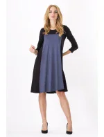 Dámské šaty volný střih 3/4 rukáv vhodné i pro těhotné středně dlouhé grafitové - Černá - BeYou Dámské šaty volný střih 3/4 rukáv vhodné i pro těhotné středně dlouhé grafitové - Černá - BeYou