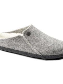 Pánské/dámské zateplené pantofle Birkenstock Zermatt Light Gray z vlněné plsti regular wide (1015092)