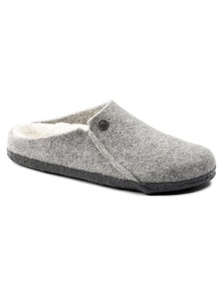 Pánské/dámské zateplené pantofle Birkenstock Zermatt Light Gray z vlněné plsti regular wide (1015092)