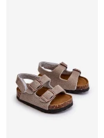 Dětské sandálky na korkové platformě se suchým zipem šedé Rorria