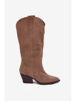 Dámské zateplené kožené kovbojky Urselle – khaki Dámské zateplené kožené kovbojky Urselle – khaki