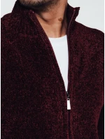 Pánský svetr bez knoflíků vínové barvy FashionStreet WX2233