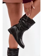 Kožené Dámské Kotníkové Boty S Vráskou Vyteplené Maciejka K7211 02 Černé