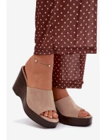 Dámské pantofle na platformě Beżowe Ravelia