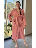 Dámský župan dlouhý s kapucí Broskev