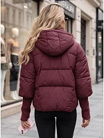 Dámská zimní prošívaná bunda s kapucí, vínová, FashionStreet TY5898 Dámská zimní prošívaná bunda s kapucí, vínová, FashionStreet TY5898