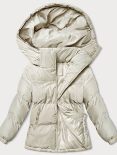 Světle béžová dámská zimní bunda s kapucí (5M3169-62)