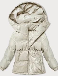 Světle béžová dámská zimní bunda s kapucí (5M3169-62)