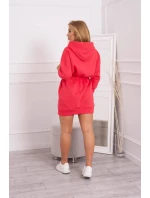 Zateplené šaty s kapucí v malinové barvě Zateplené šaty s kapucí v malinové barvě