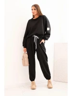 Dámský set máslový s volnou mikinou a kalhotami s nápisem LOVE černý